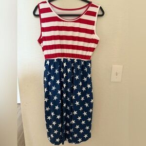 Red, White, and Blue Starry Dress with Pockets